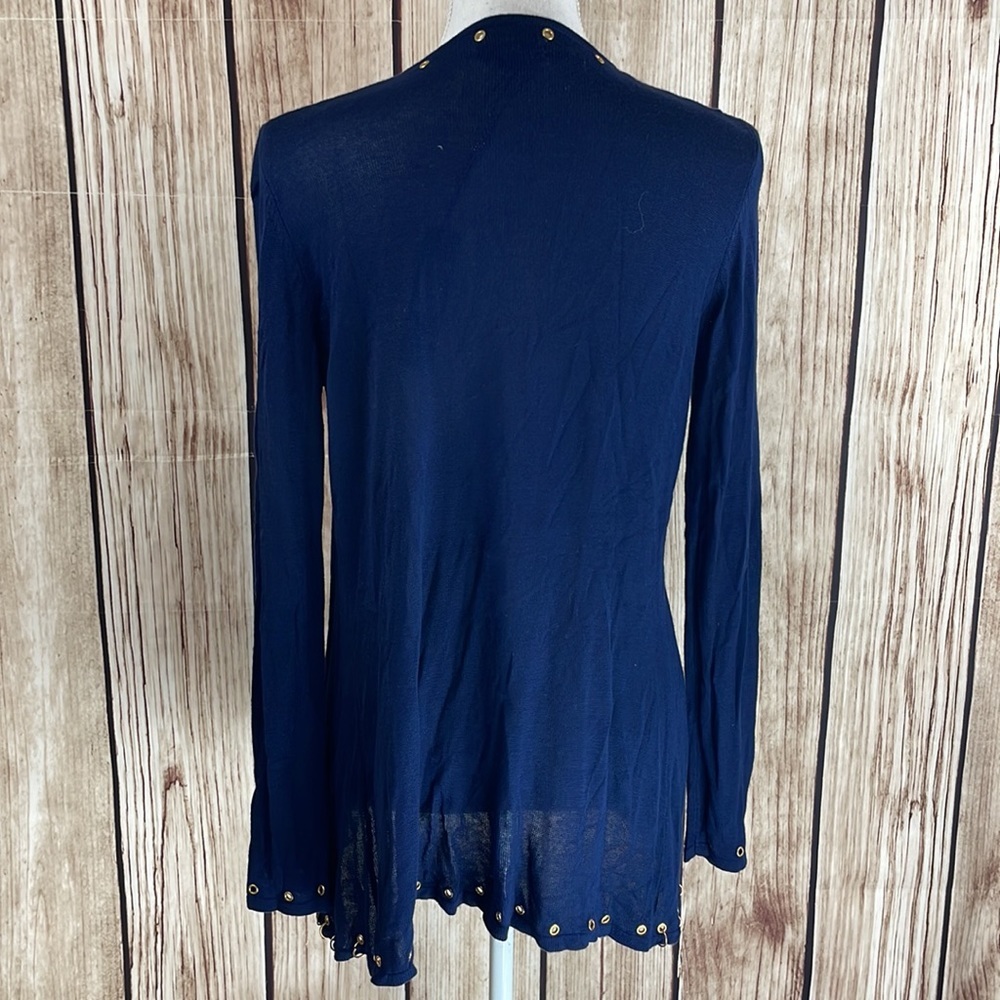 Fontana Navy Blue Open Front Cardigan w/Metal Eyelit & Ring Accents Small NWT - Picture 5 of 9